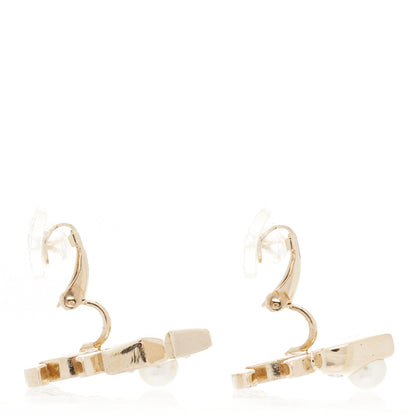 Chanel Crystal CC Star Heart Clip On Earrings Gold 3 of 5