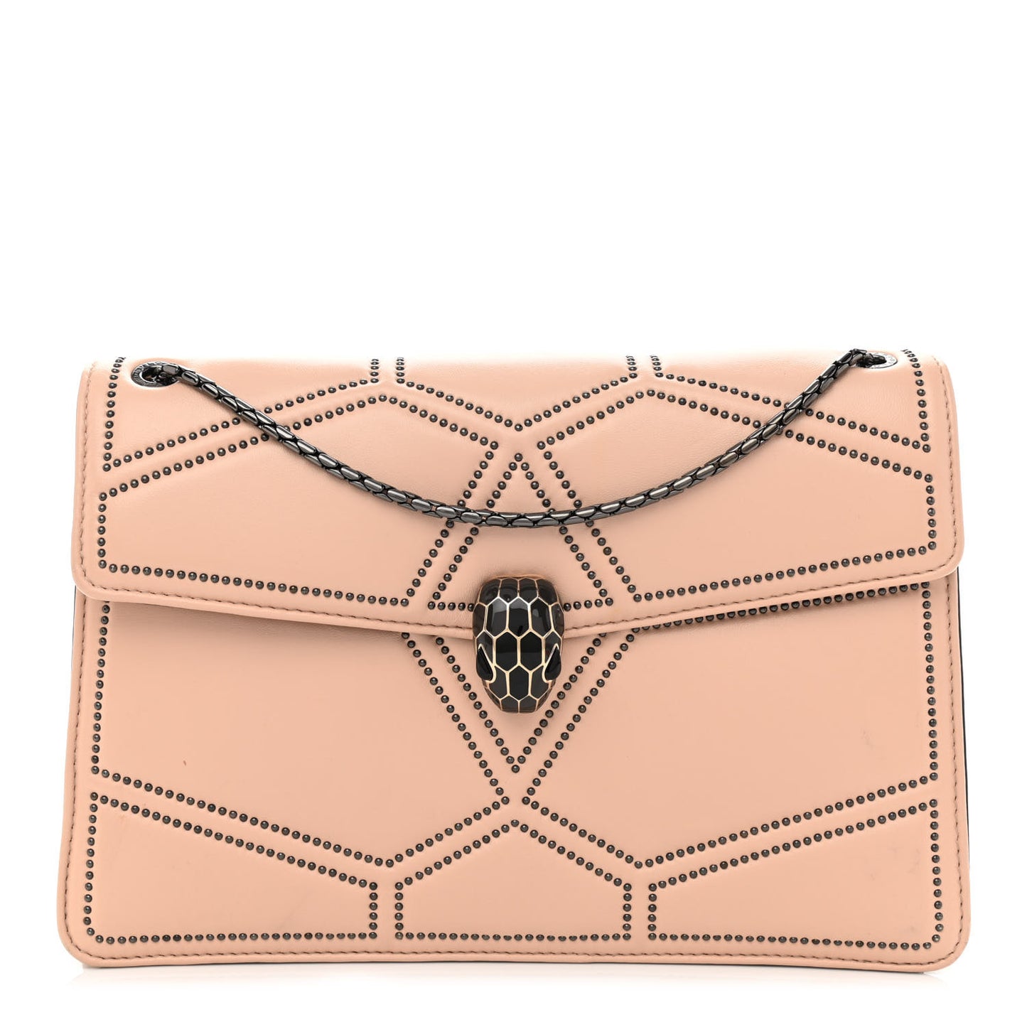 Calfskin Studded Serpenti Forever Crossbody Bag Beige
