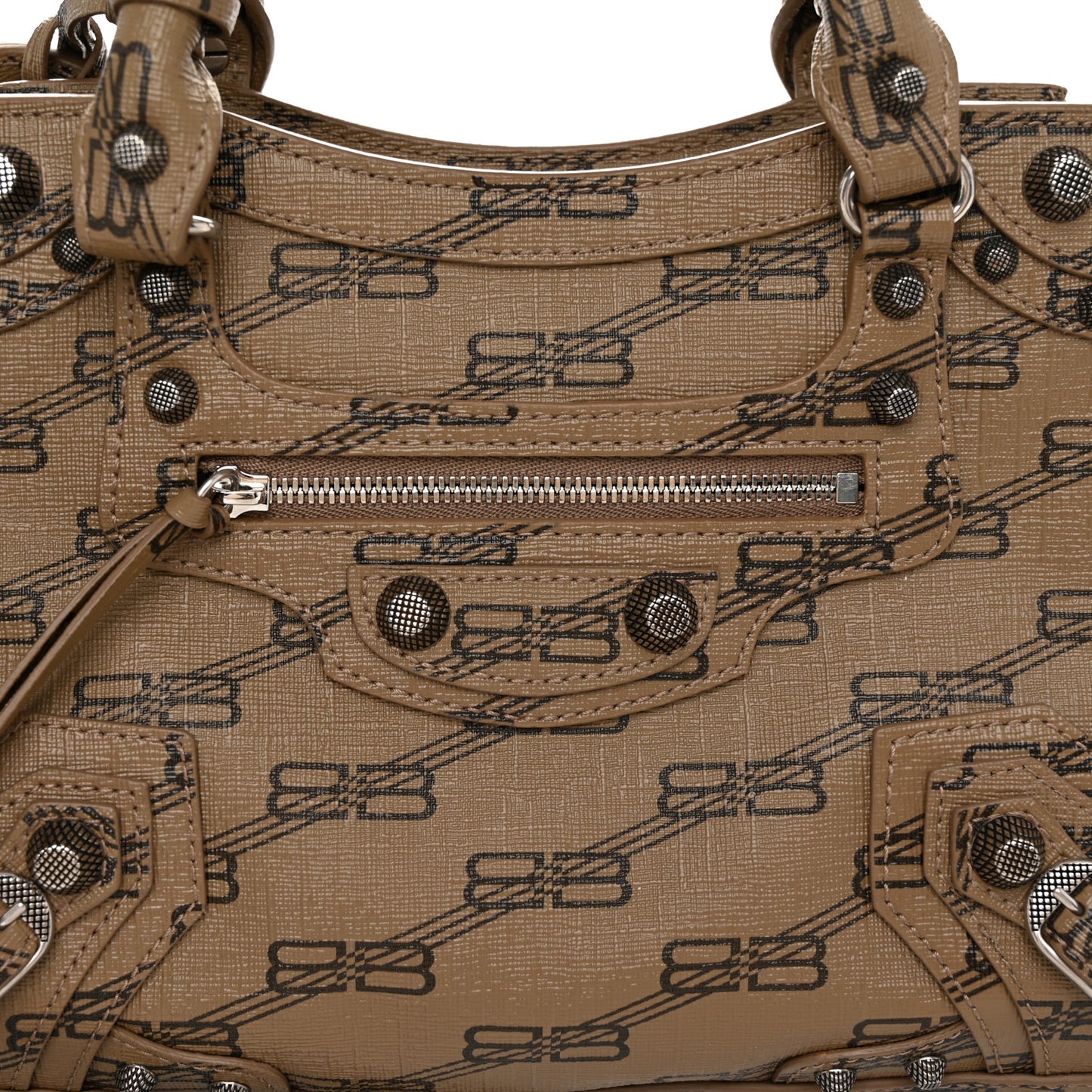 Coated Canvas BB Monogram Neo Cagole Handbag XS Beige Brown