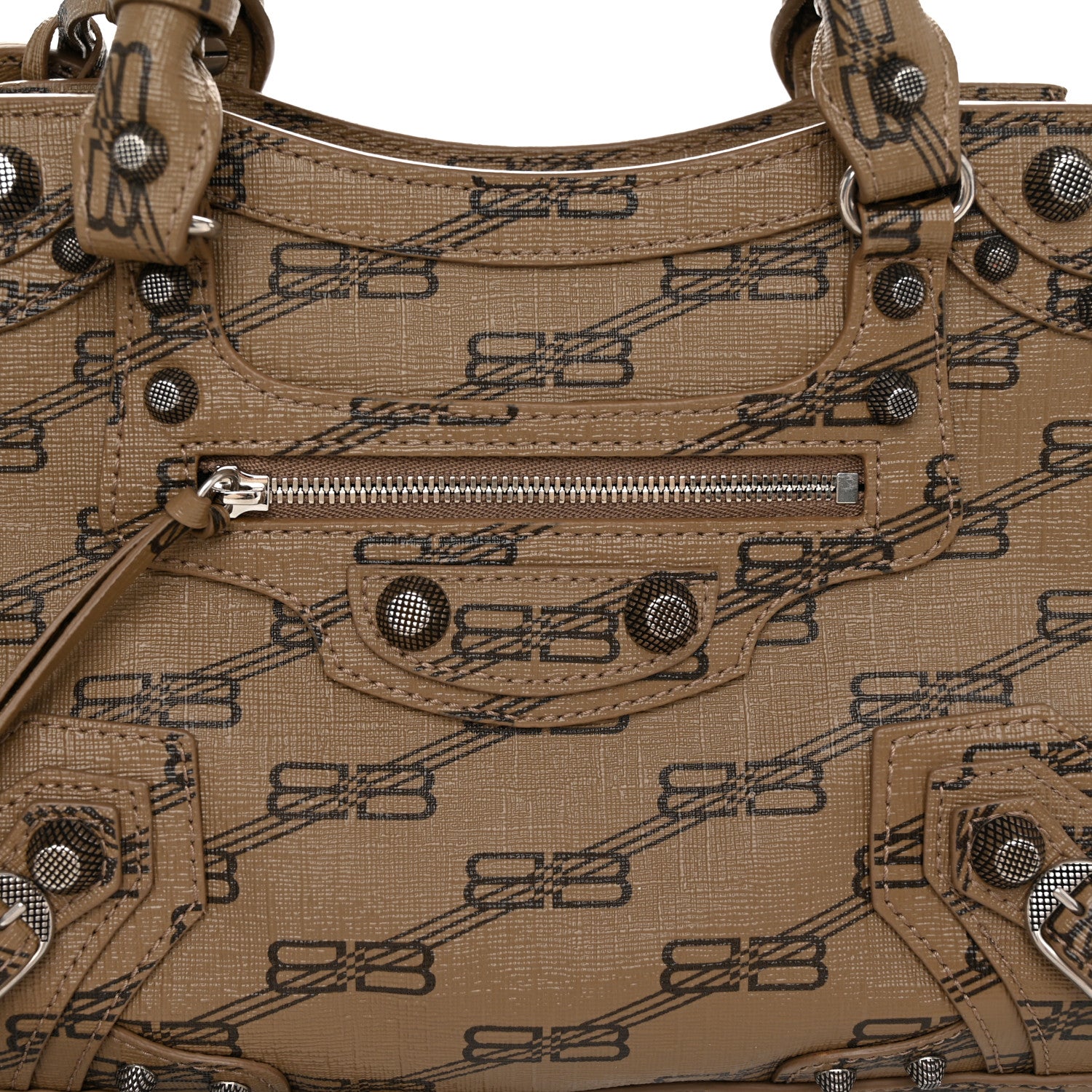Balenciaga Coated Canvas BB Monogram Neo Cagole Handbag XS Beige Brown 9 of 11