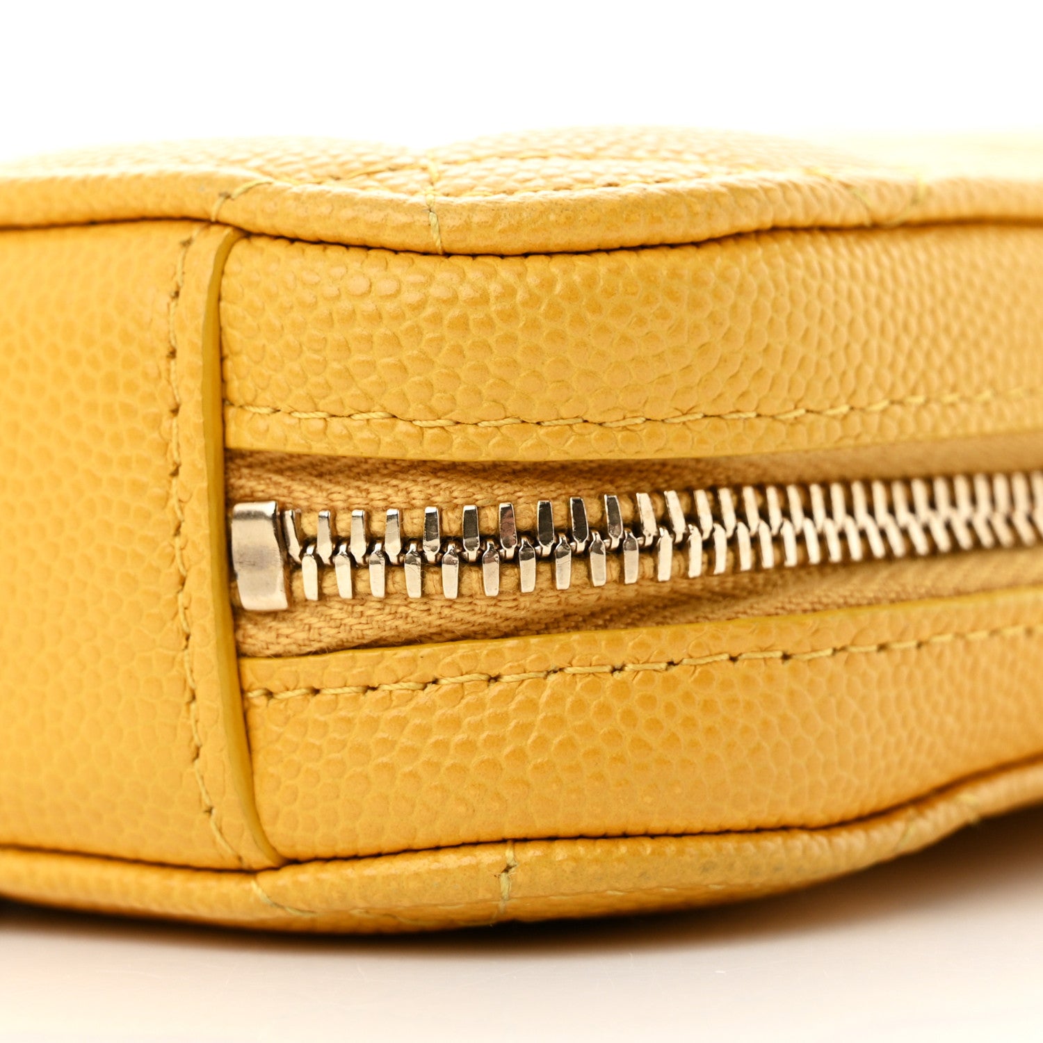 Chanel Caviar Quilted Phone Holder Wallet On Chain WOC Yellow 10 of 11