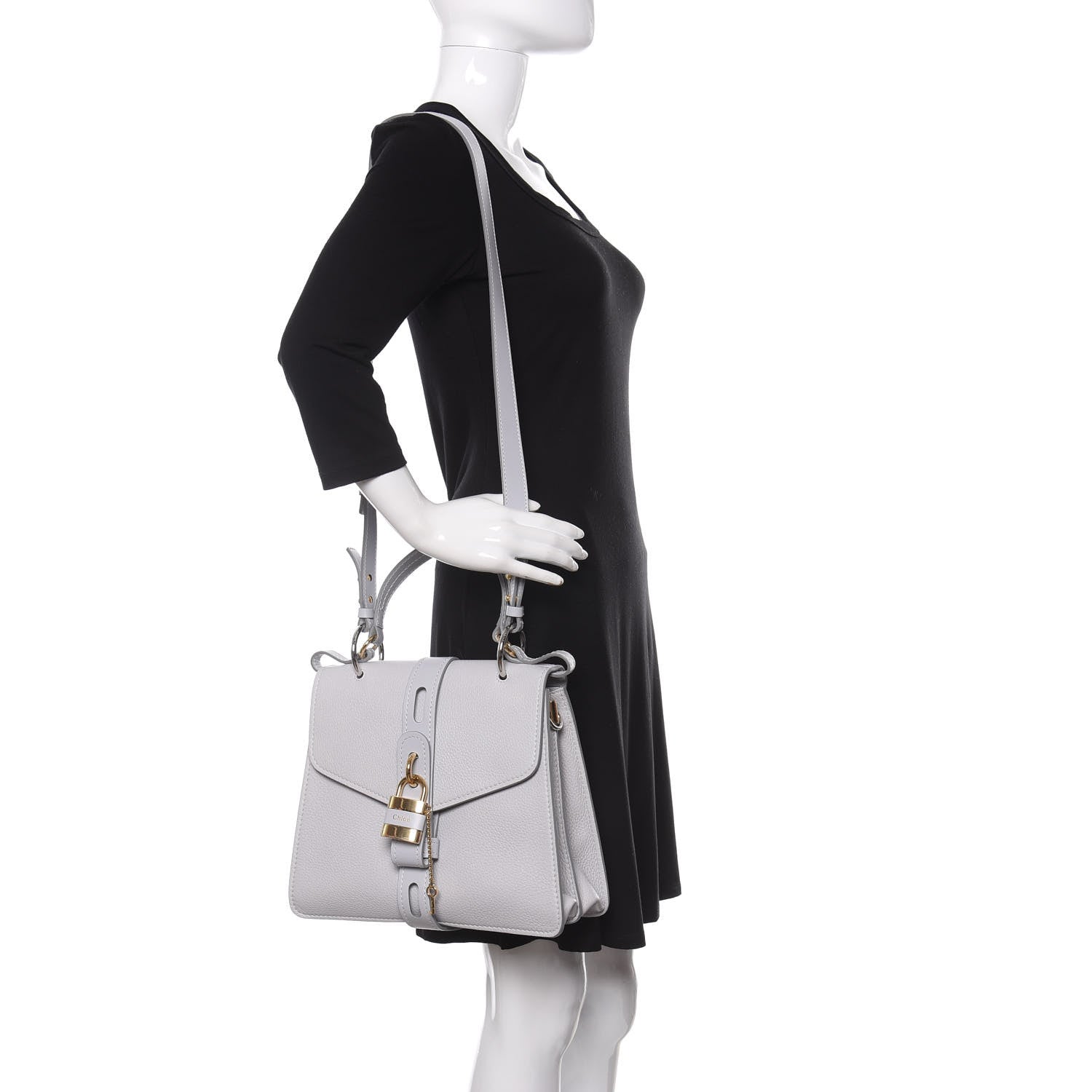 Chloe Shiny Grained Calfskin Medium Aby Day Shoulder Bag Airy Grey 2 of 8