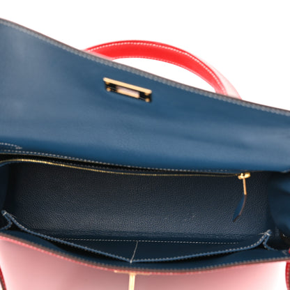 Hermes Epsom Candy Kelly Retourne 32 Rouge Casaque Bleu Thalassa 5 of 12
