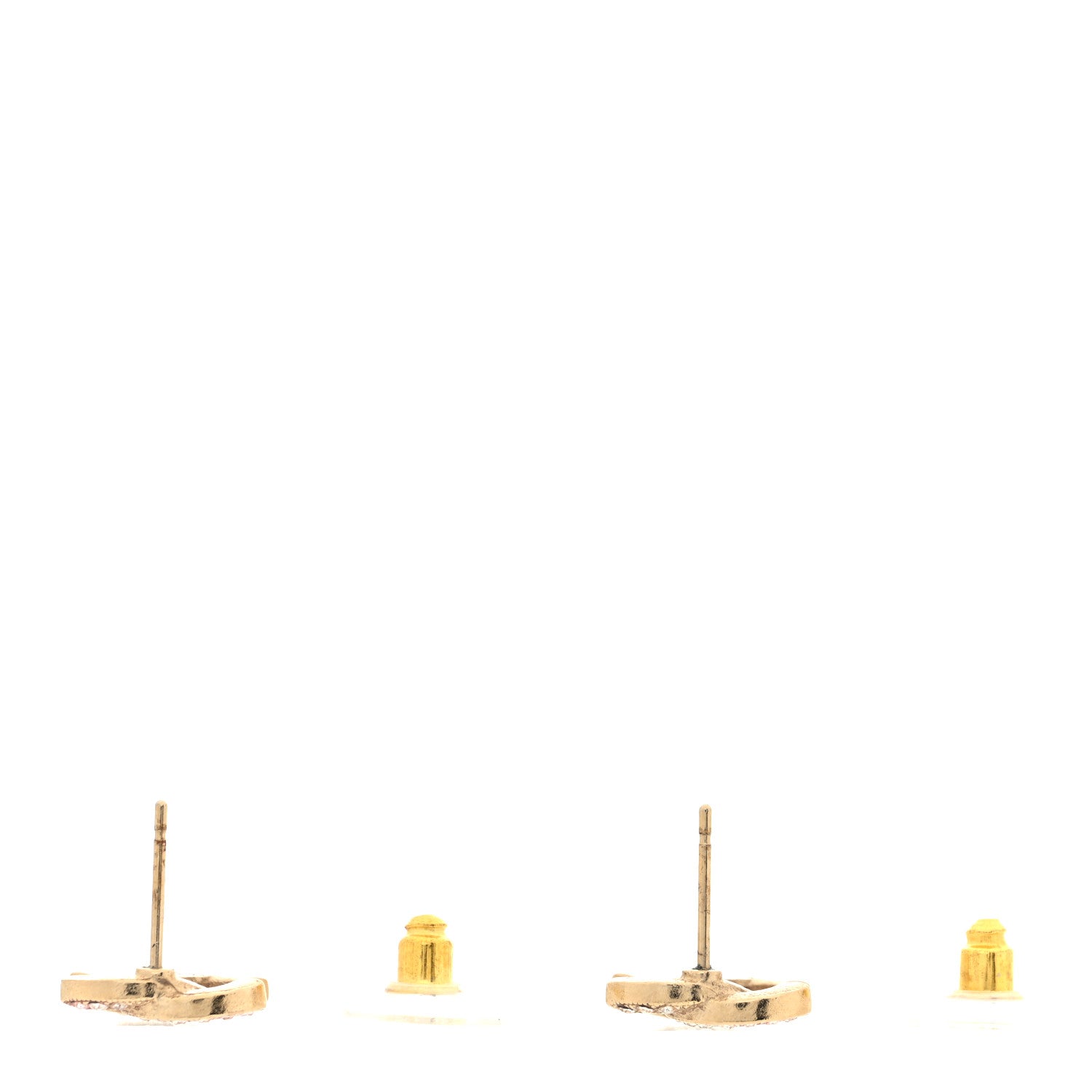 Chanel Metal Crystal CC Earrings Gold 3 of 5