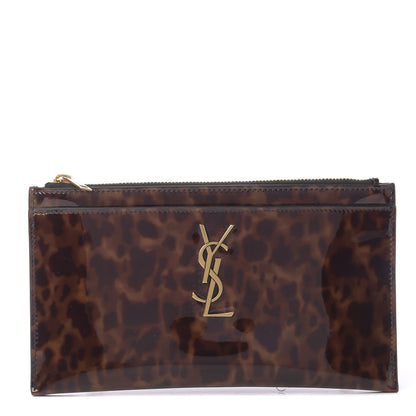 Saint Laurent Patent Monogram Bill Pouch Tortoiseshell 1 of 11