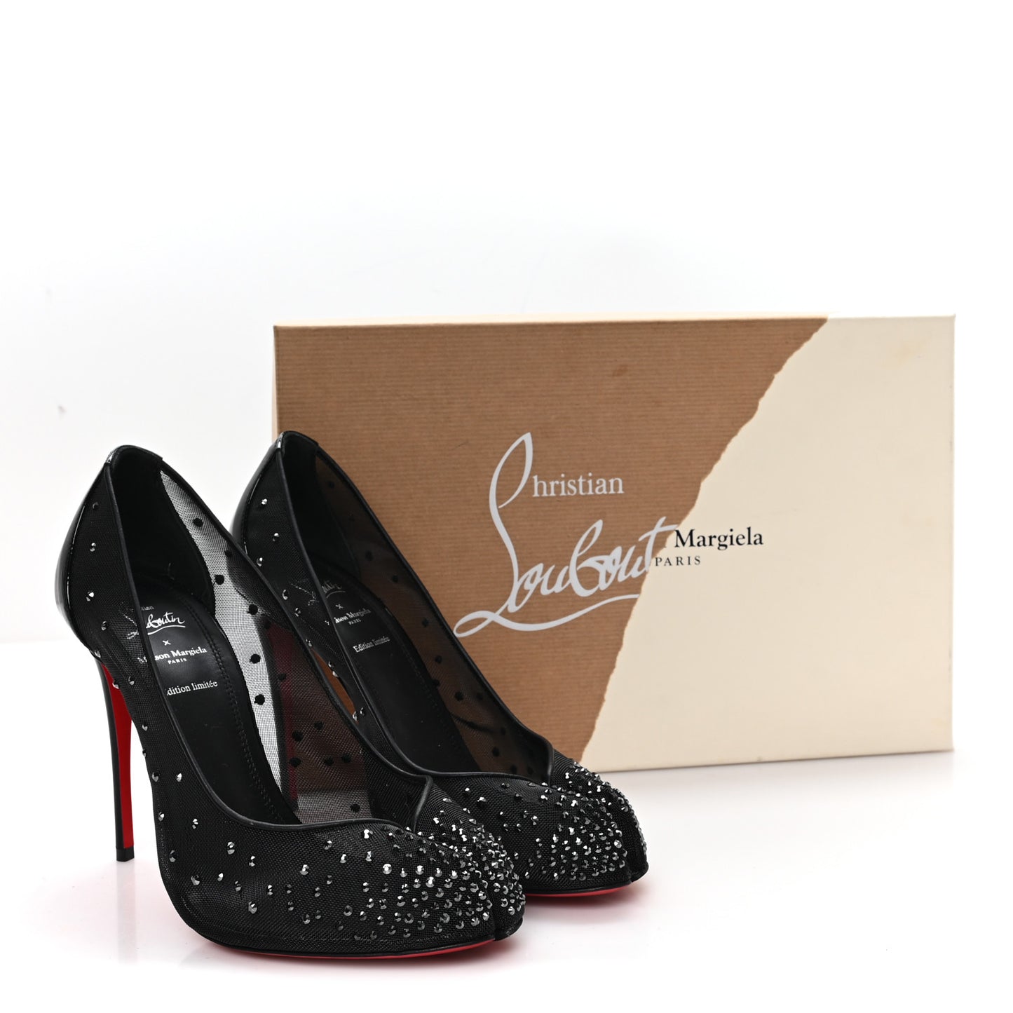 X MAISON MARGIELA Rete Patent Strass Bridiela Una 100 Pumps 39 Black