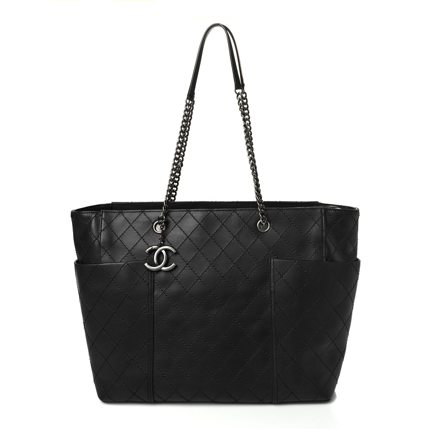 Chanel Lambskin Stitched Shopping Tote Black 1 of 10