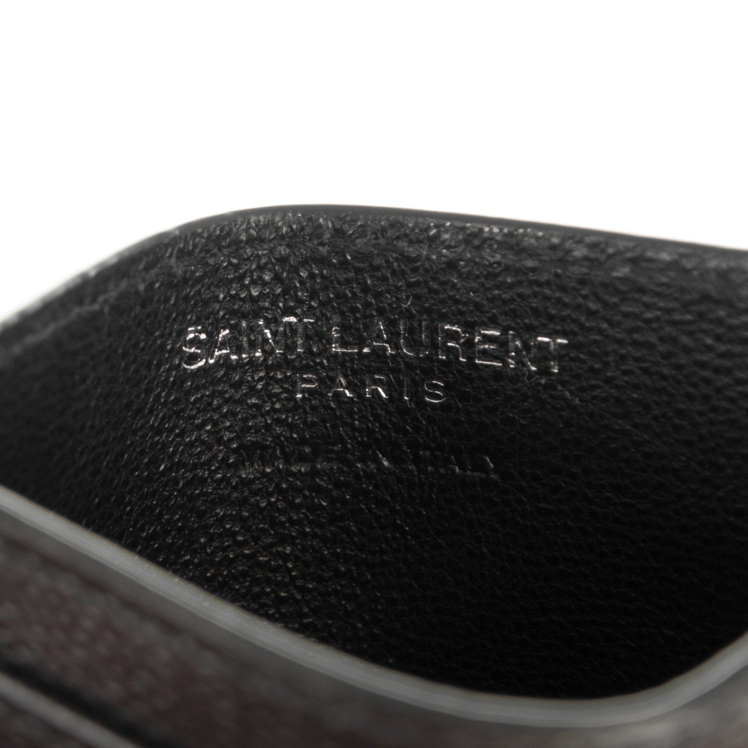 Saint Laurent Grain De Poudre Matelasse Chevron Monogram Credit Card Case Black 6 of 7