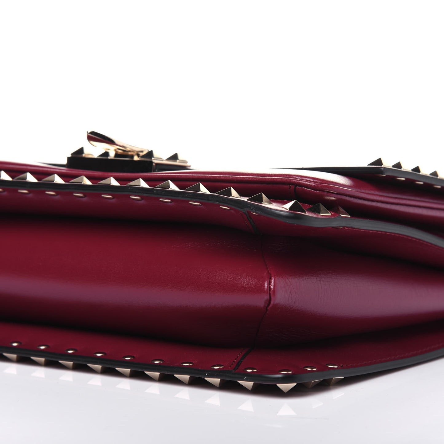 Vitello Rockstud Top Handle Shoulder Bag Cerise