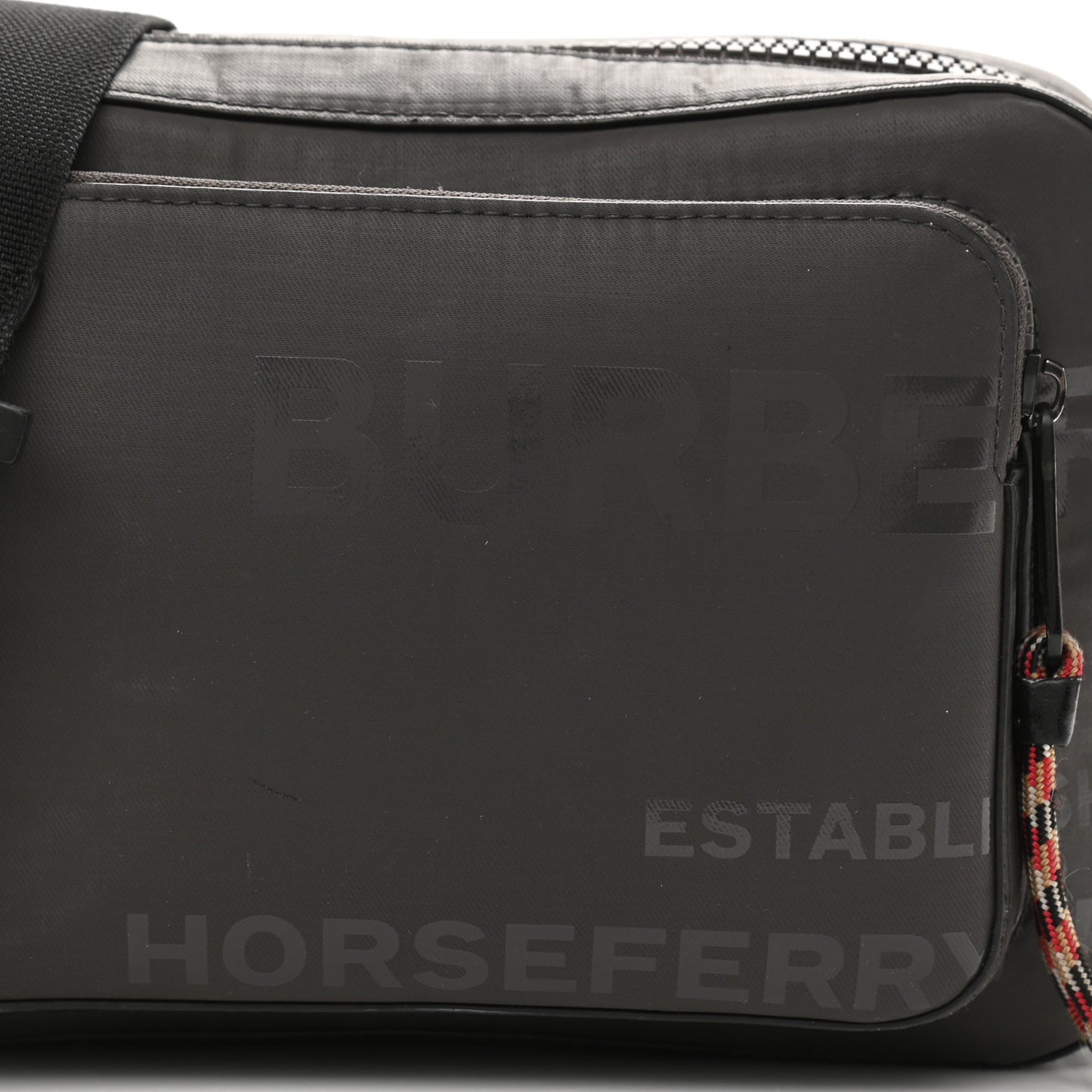Cotton Canvas Horseferry Print Crossbody Bag Black