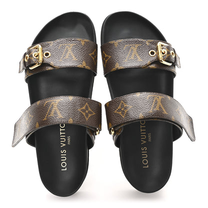 Louis Vuitton Monogram Bom Dia Mule Sandals 36.5 Black 2 of 9
