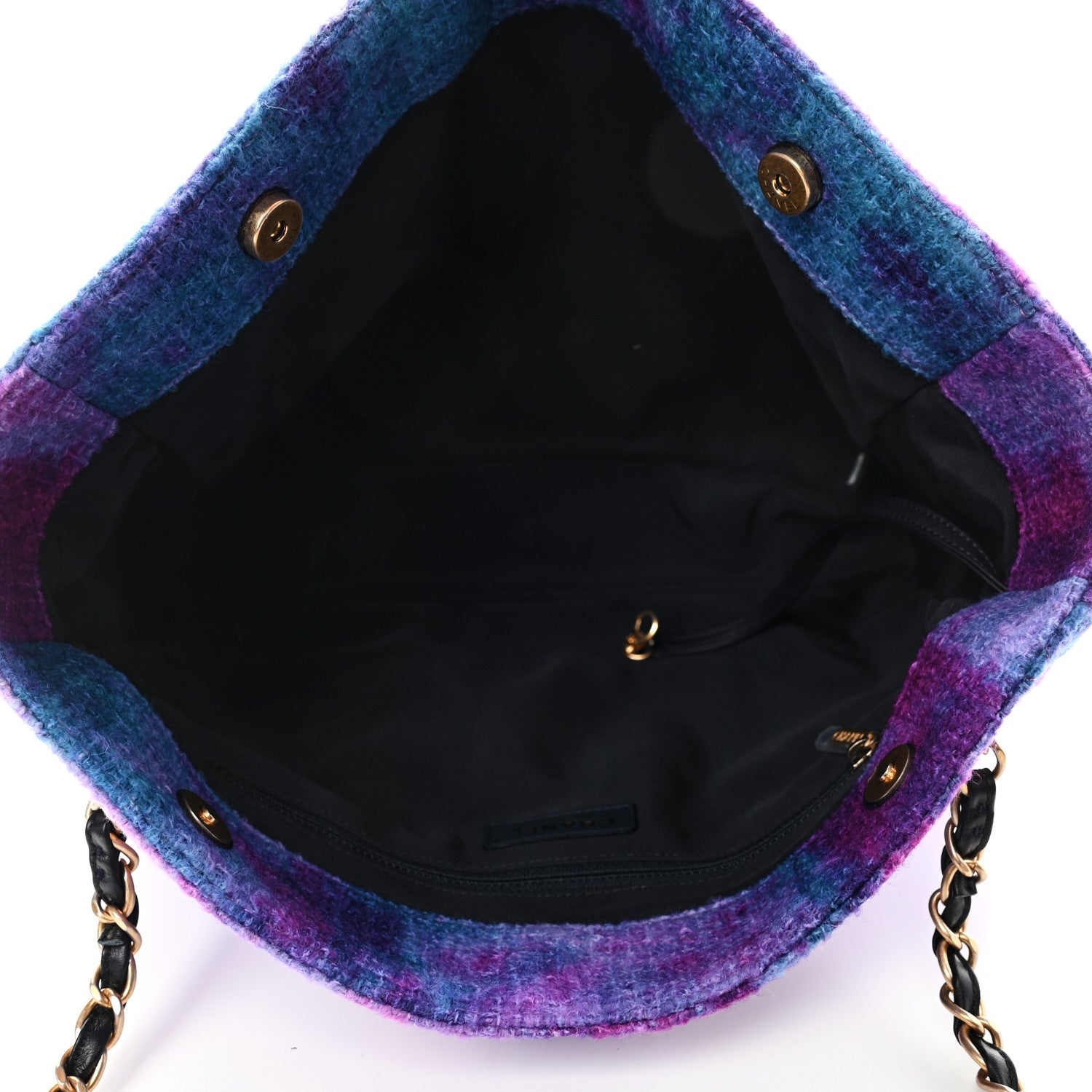 Chanel Wool Tweed CC Tote Purple Black Blue 4 of 4