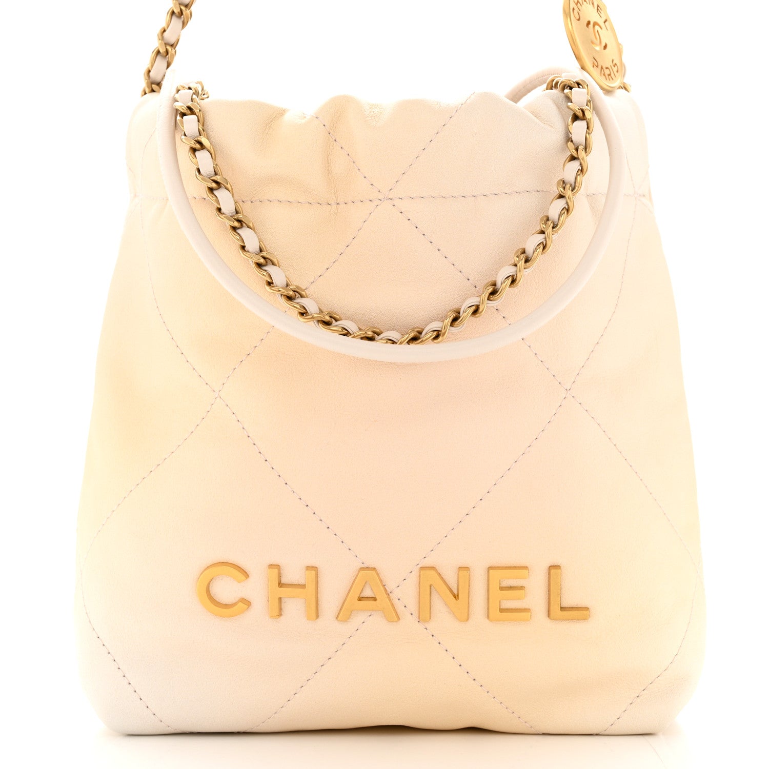 Chanel Pearly Shaded Calfskin Quilted Mini Chanel 22 Ecru Golden 8 of 11