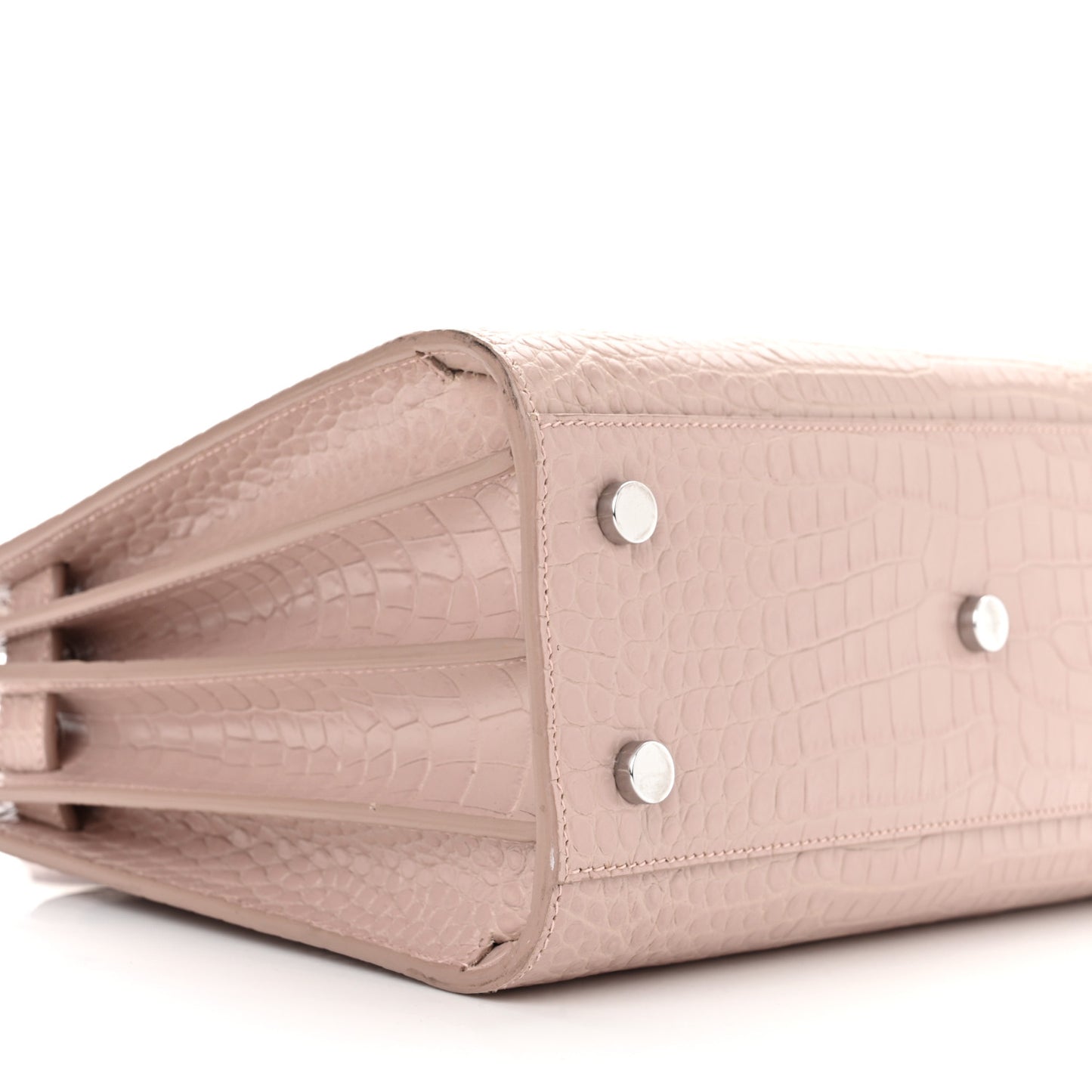 Calfskin Crocodile Embossed Baby Sac De Jour Rose Antic