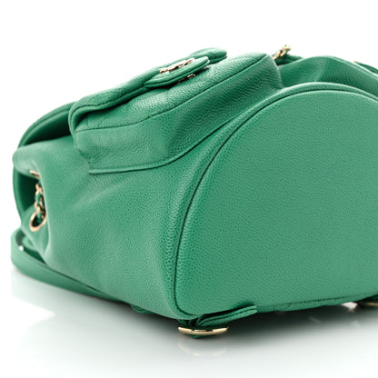Chanel Caviar Quilted Medium Duma Pockets Drawstring Backpack Green 9 of 10