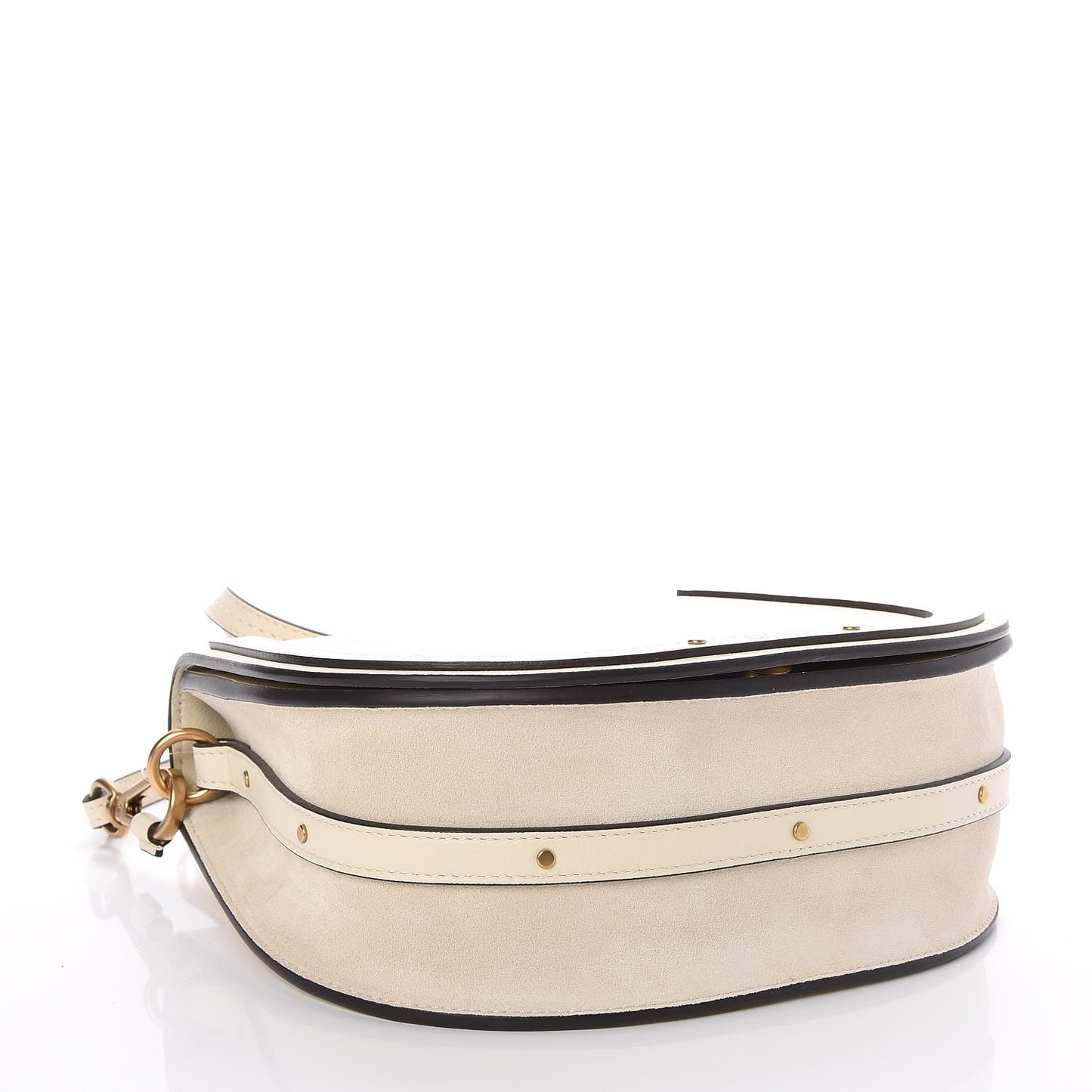 Calfskin Suede Medium Nile Bracelet Bag Off White