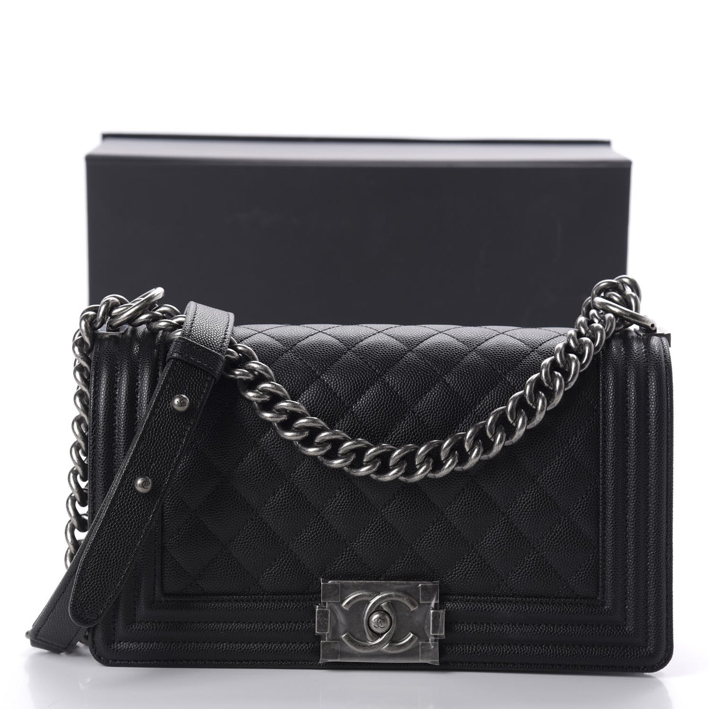 Caviar Quilted Medium Boy Flap Black