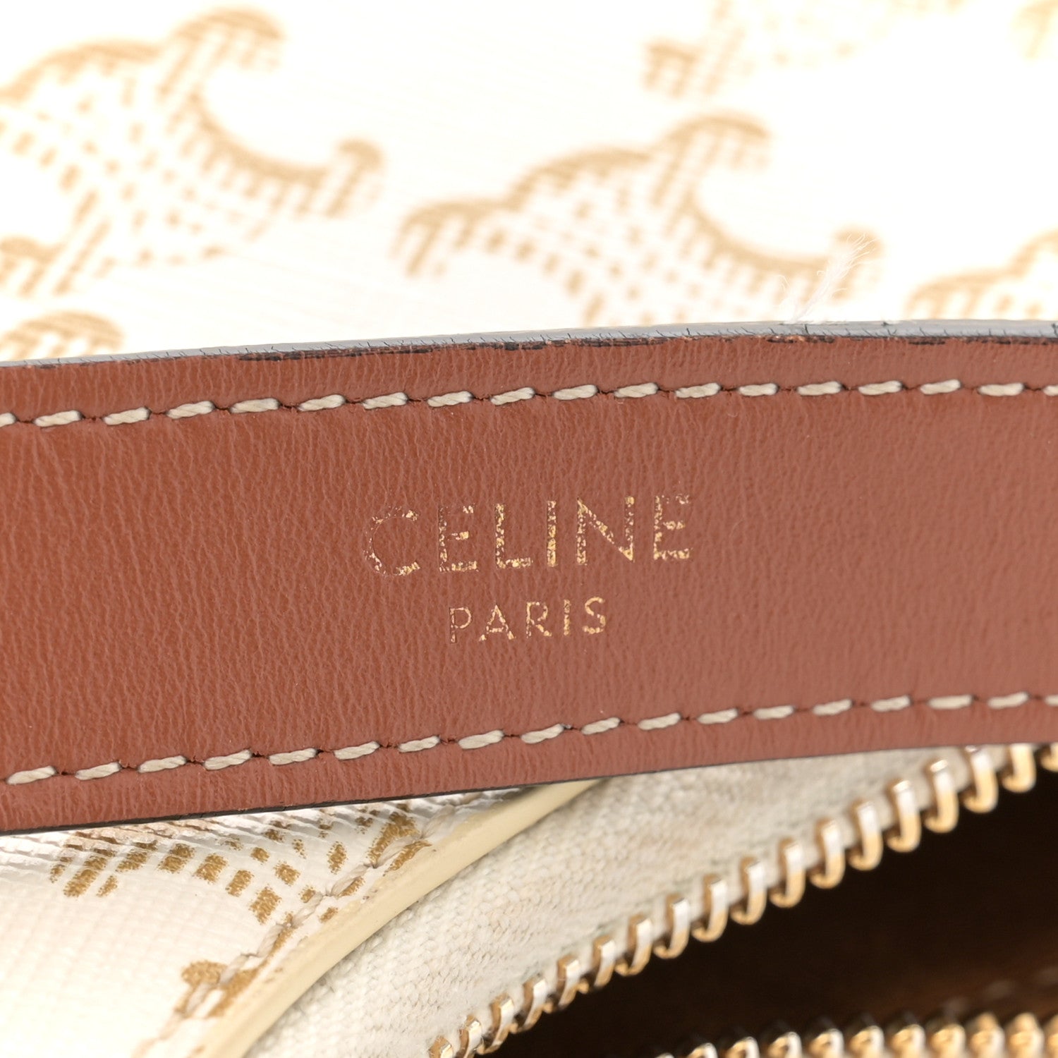Celine Canvas Calfskin Ava Triomphe Shoulder Bag White 6 of 10