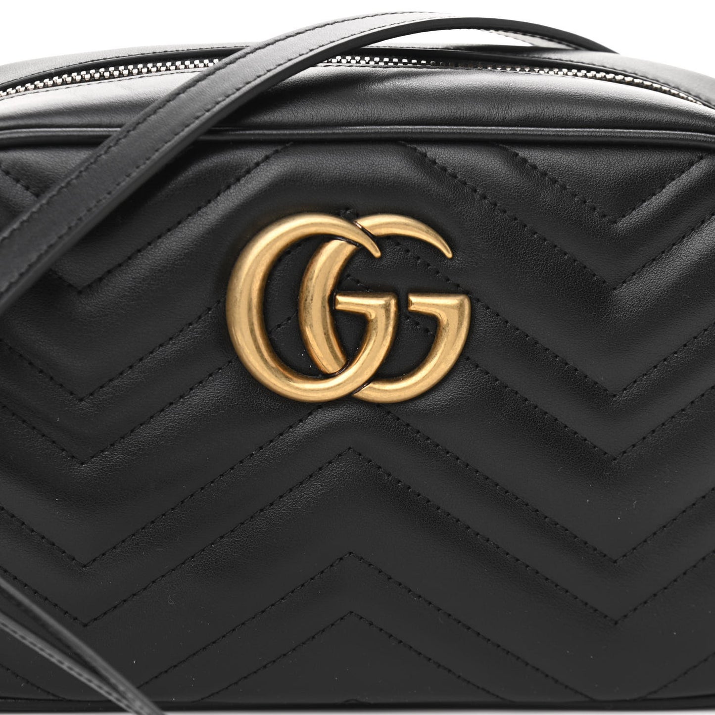 Calfskin Matelasse Small GG Marmont Chain Shoulder Bag Black