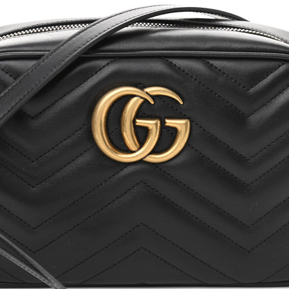 Gucci Calfskin Matelasse Small GG Marmont Chain Shoulder Bag Black 8 of 13
