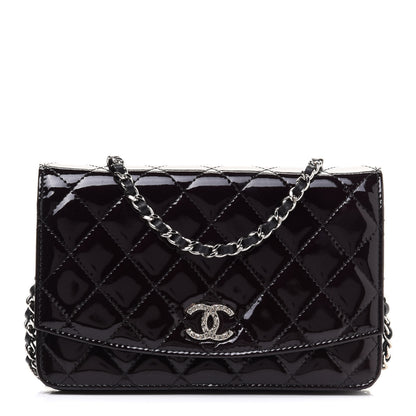 Chanel Patent Quilted Brilliant Wallet On Chain WOC Black 1 of 12