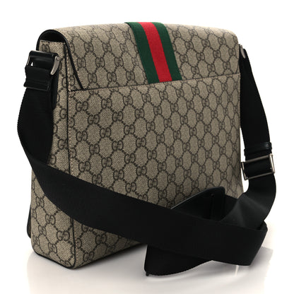 Gucci GG Supreme Monogram Web Flap Messenger Bag Black 3 of 7
