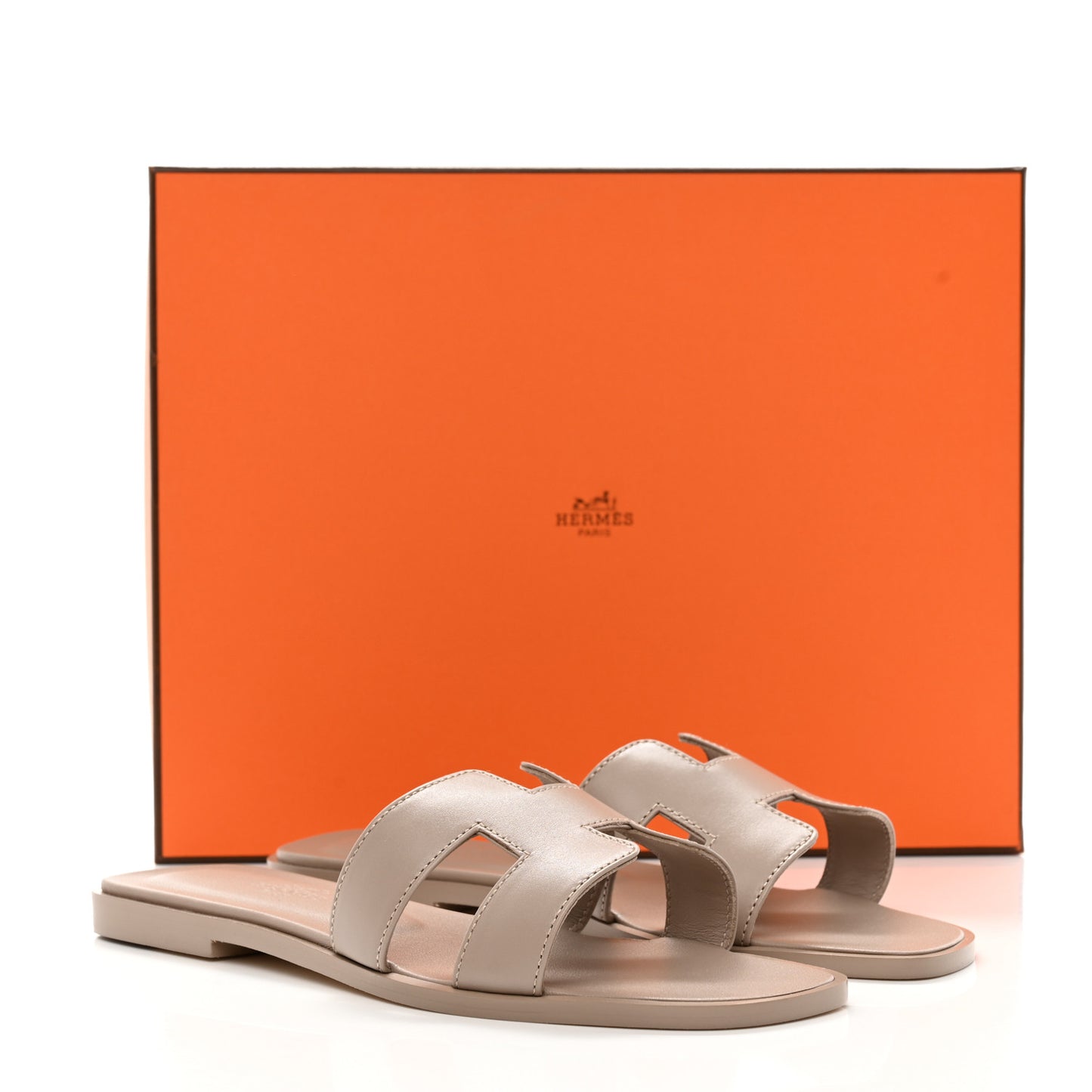 Box Calfskin Oran Sandals 35.5 Beige Mastic