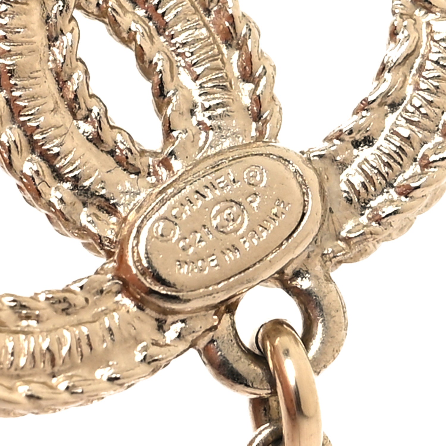 Chanel Pearl Crystal CC Drop Earrings Gold 4 of 5