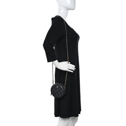 Chanel Iridescent Caviar Quilted Round Clutch With Chain Black 2 of 10
