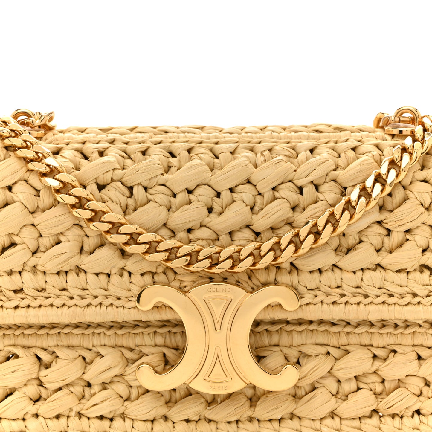 Raffia Effect Claude Chain Shoulder Bag Natural