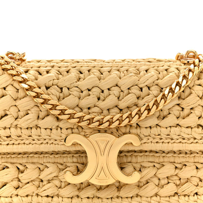 Celine Raffia Effect Claude Chain Shoulder Bag Natural 8 of 10