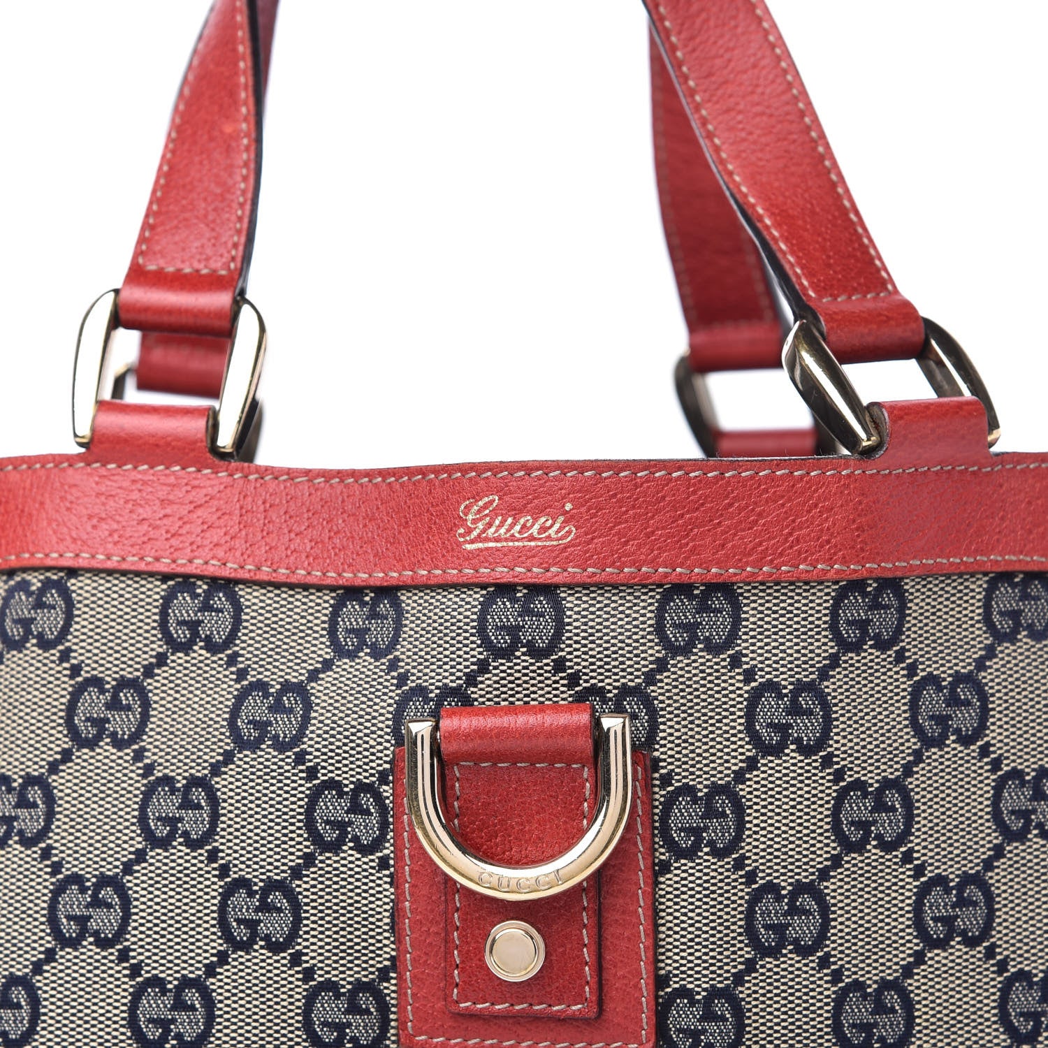 Gucci Monogram Small Abbey Tote Navy Red 10 of 10