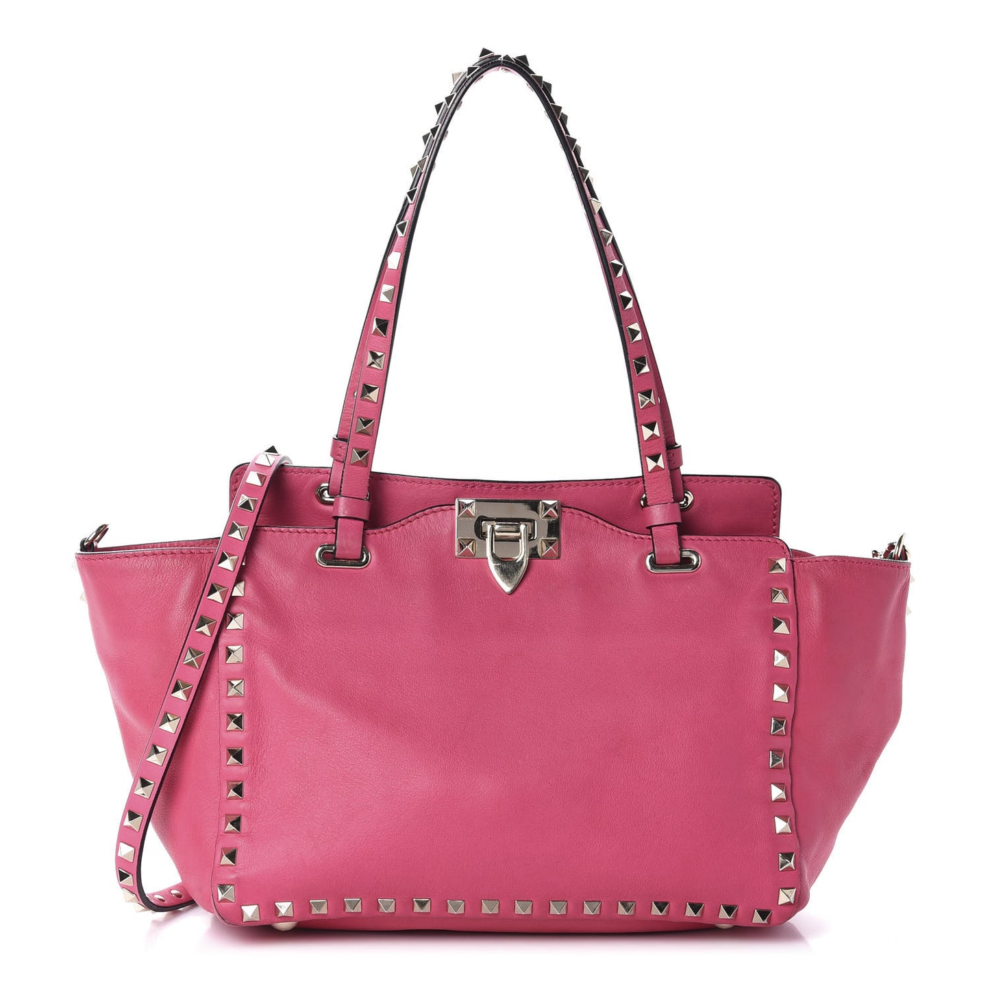 Vitello Small Rockstud Tote Deep Cyclamin