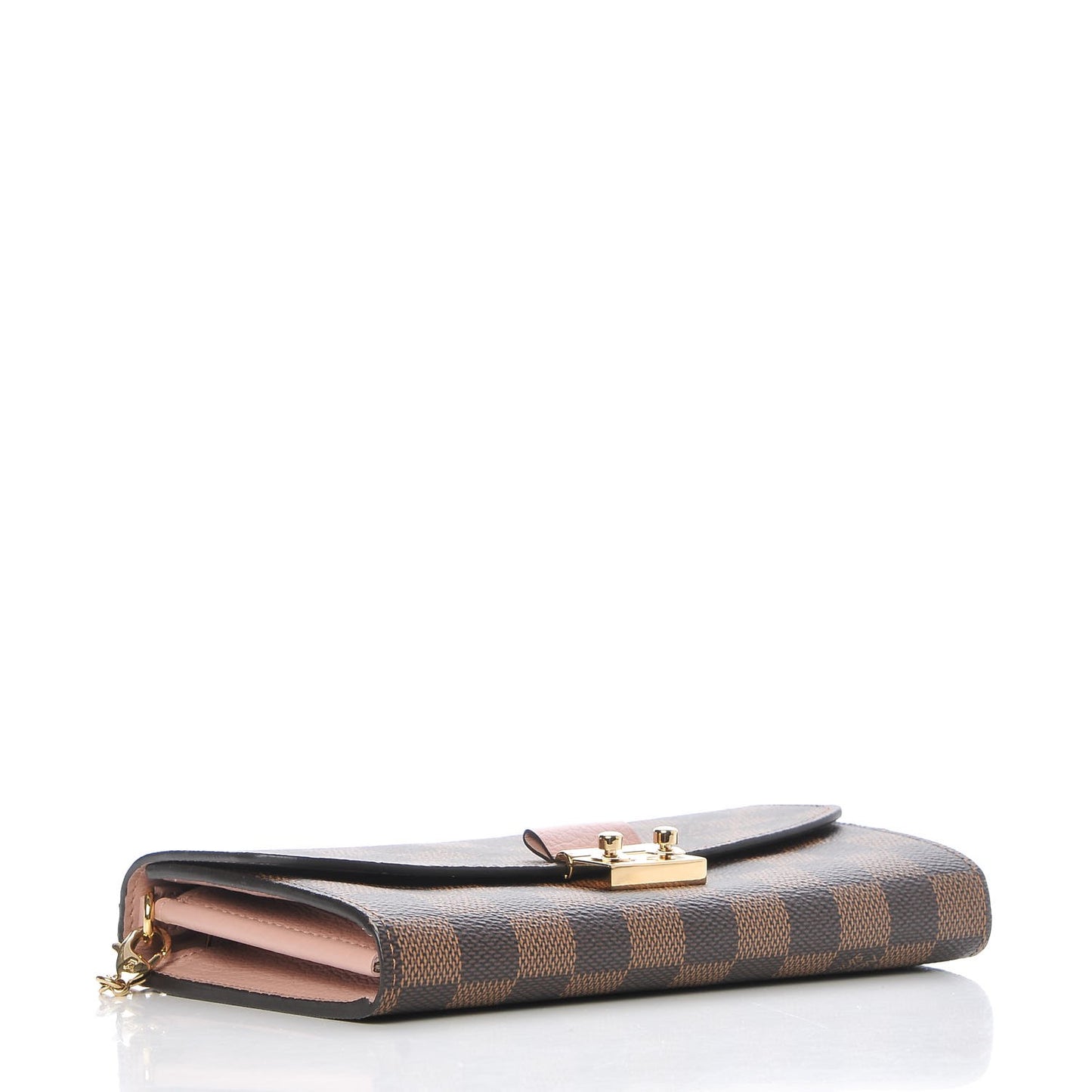 Damier Ebene Croisette Chain Wallet Rose Ballerine