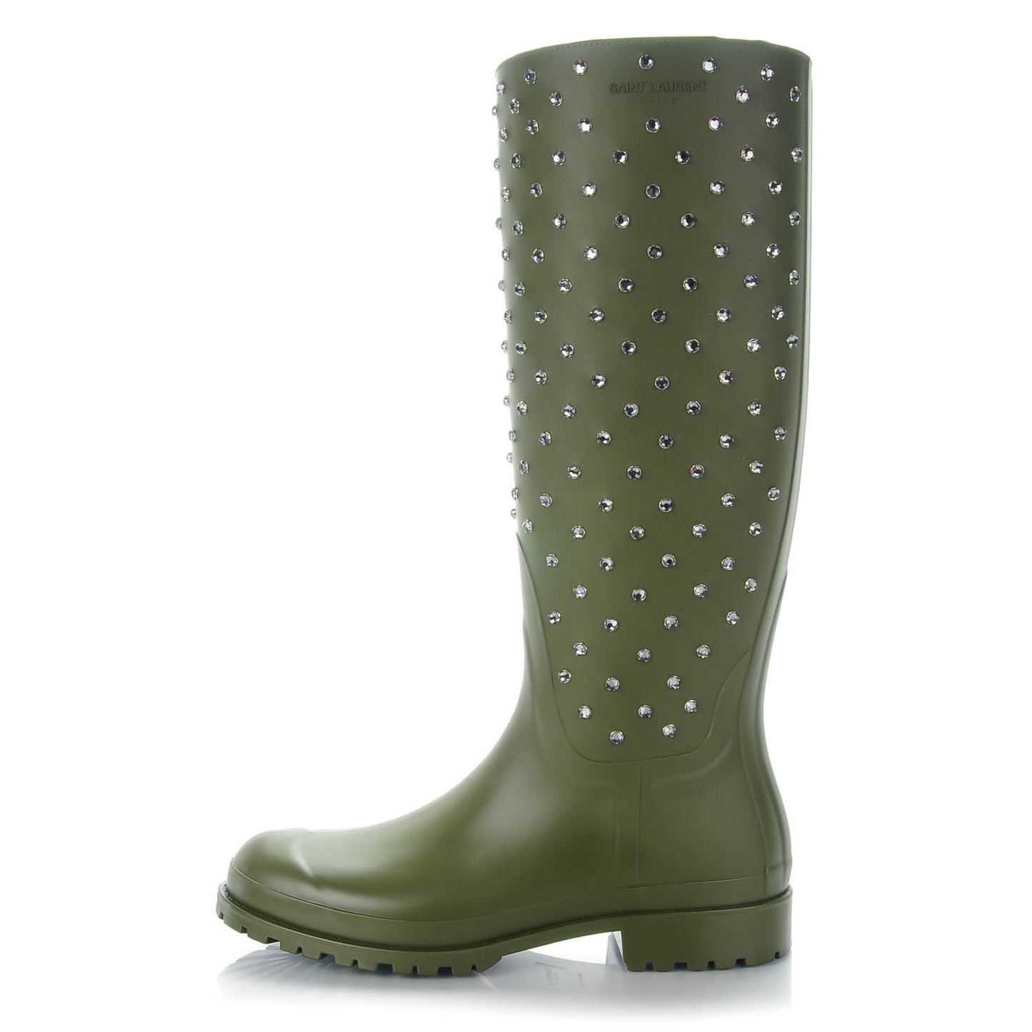 Rubber Studded Festival Rain Boots 41 New Kaki Fonce
