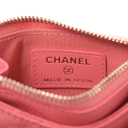 Chanel Caviar Quilted CC Zip Card Holder Pink 6 of 8