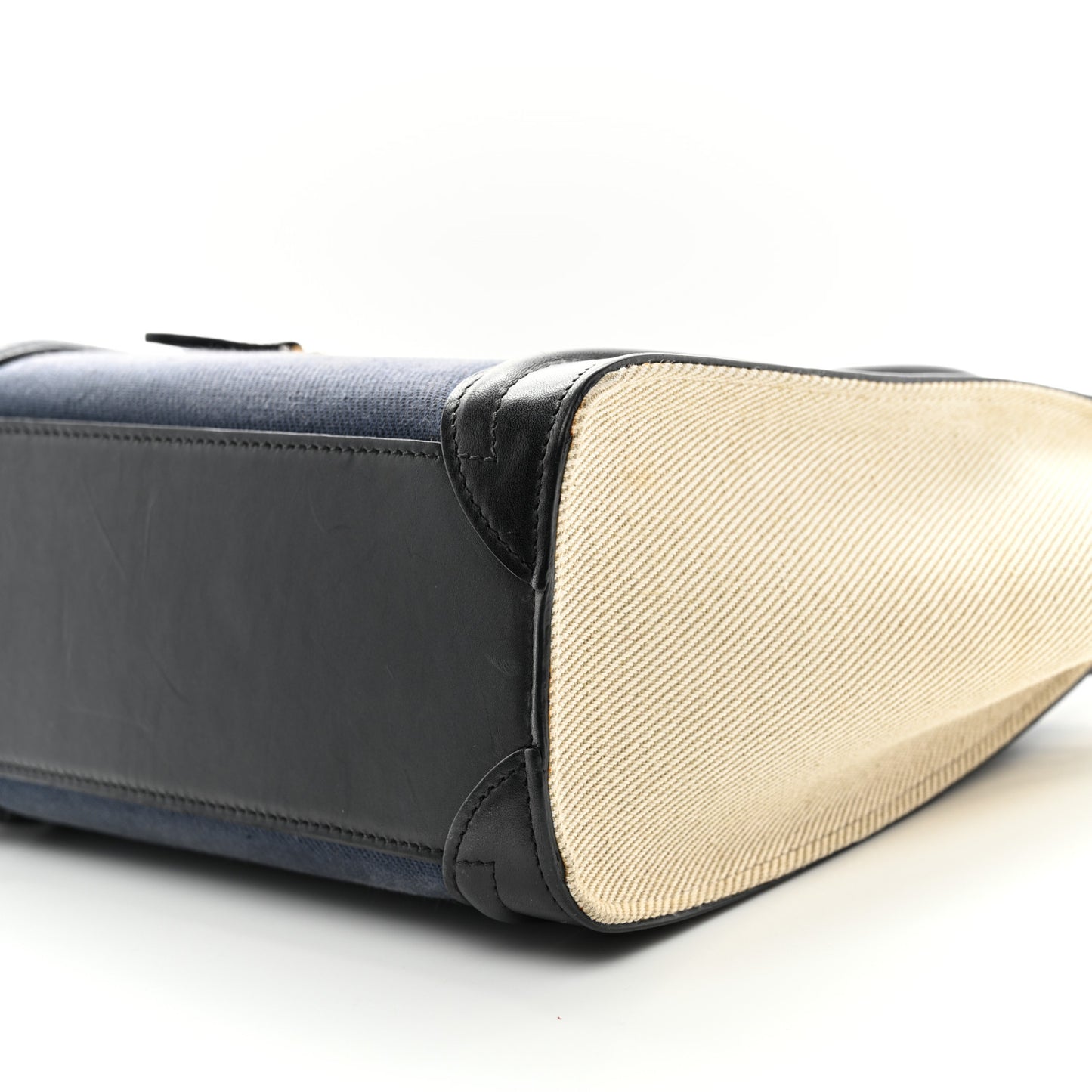 Natural Canvas Smooth Calfskin Nano Luggage Navy