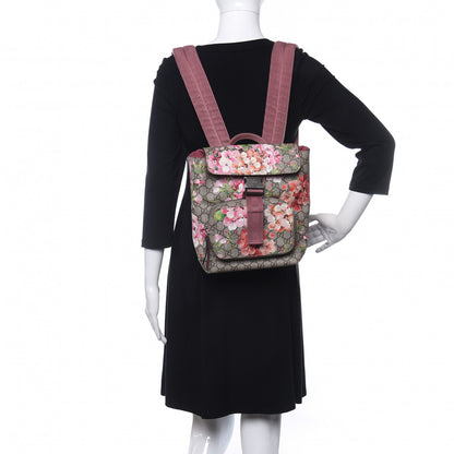 Gucci GG Supreme Monogram Blooms Small Single Buckle Backpack Beige Multicolor Dry Rose 2 of 9