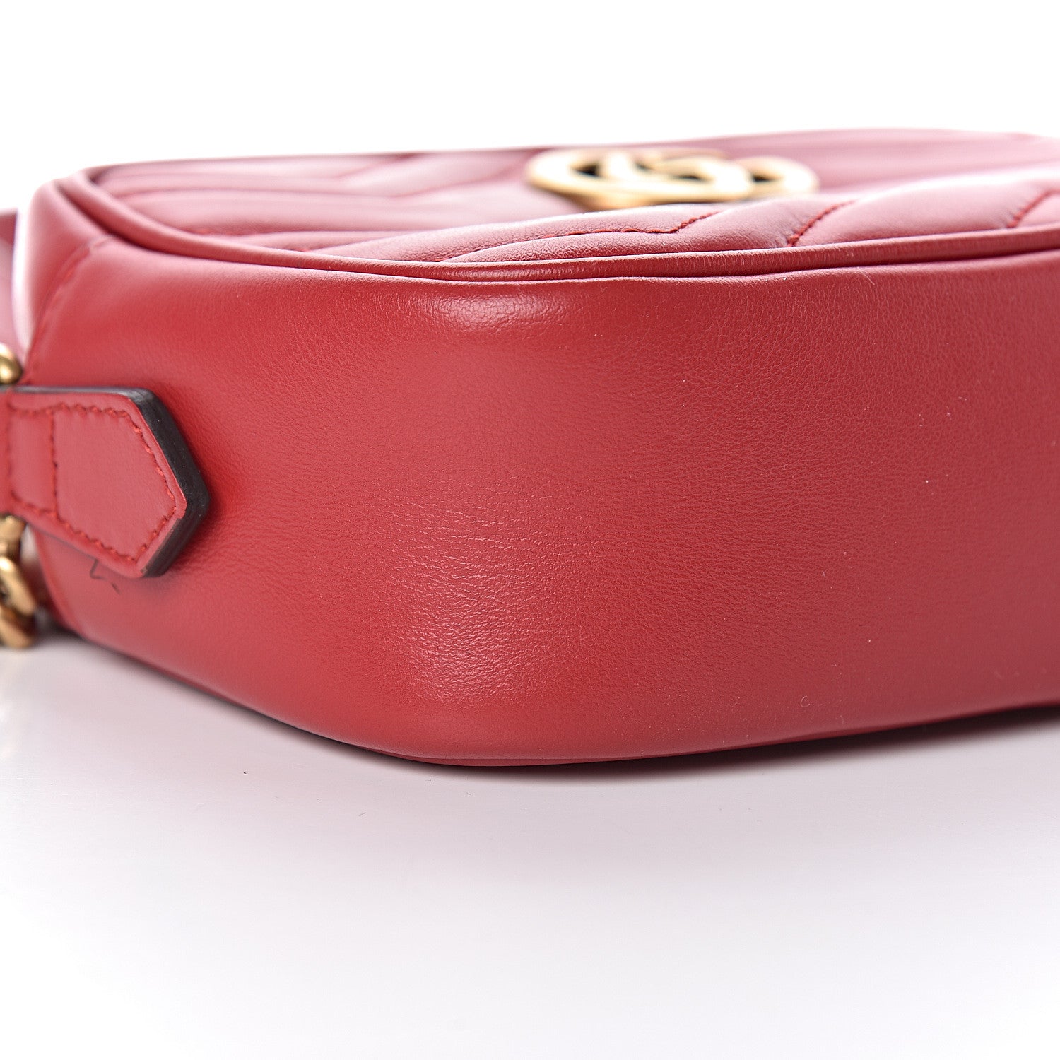 Gucci Calfskin Matelasse Mini GG Marmont Chain Shoulder Bag Hibiscus Red 8 of 10