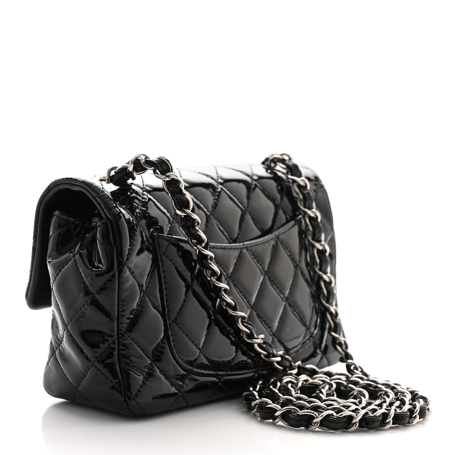 Chanel Patent Calfskin Quilted Mini Rectangular Flap Black 3 of 15