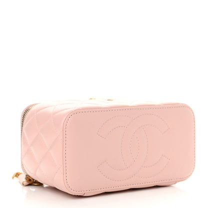 Chanel Lambskin Quilted Sweet Camellia Small Vanity Case With Chain Pink 4 of 12