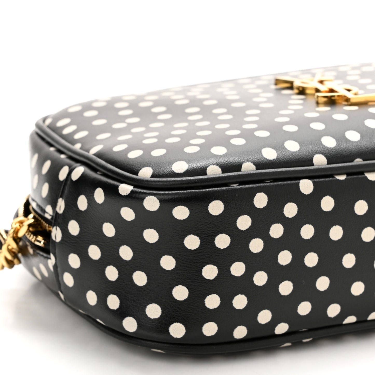 Calfskin Printed Polka Dot Mini Lou Camera Bag Black Crema Soft