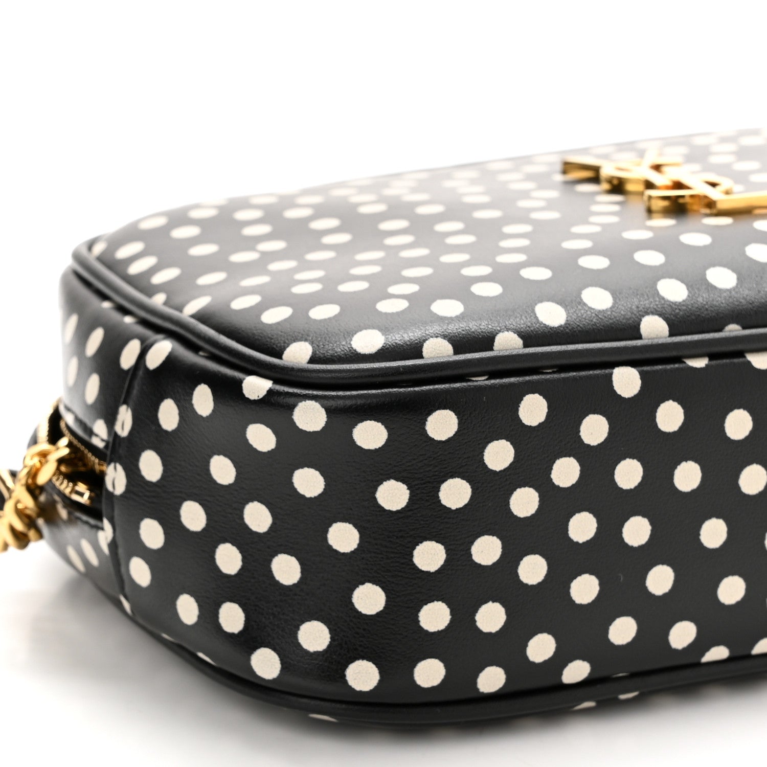 Saint Laurent Calfskin Printed Polka Dot Mini Lou Camera Bag Black Crema Soft 9 of 11