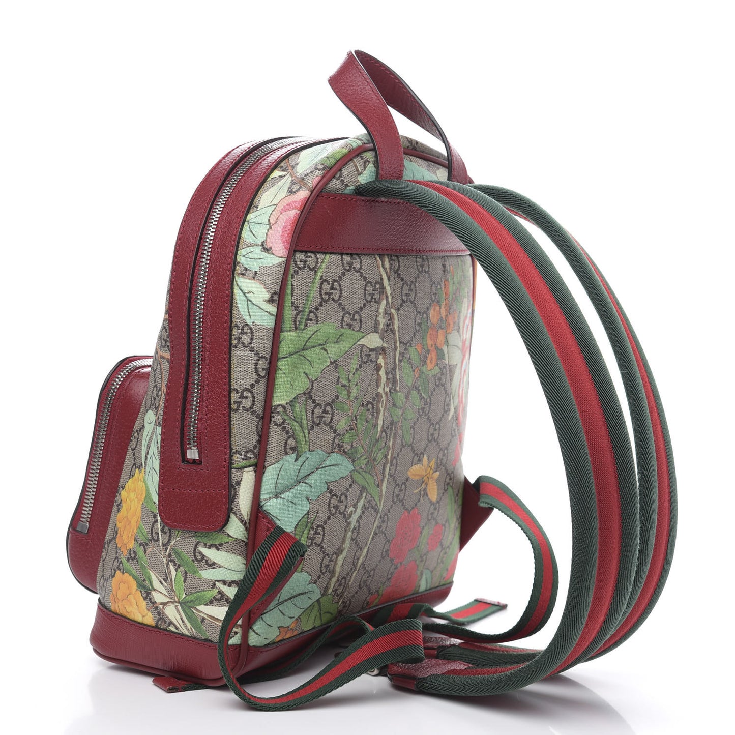 GG Supreme Monogram Tian Web Small Day Backpack Beige Multicolor Red