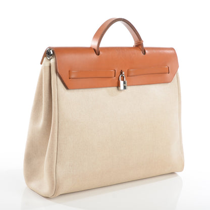 Hermes Toile Vache Calfskin Herbag 36 MM Backpack Natural 8 of 14