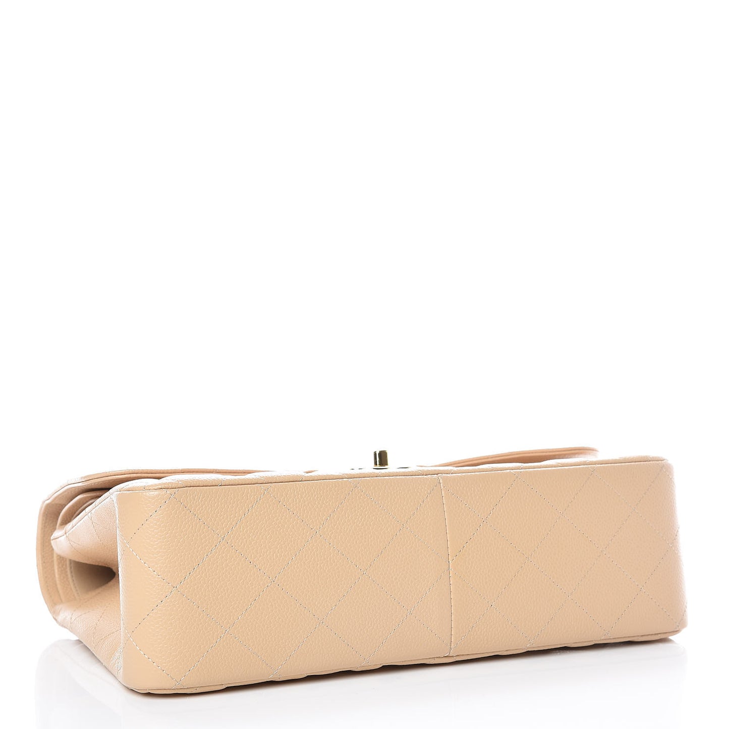 Caviar Quilted Jumbo Double Flap Beige Clair