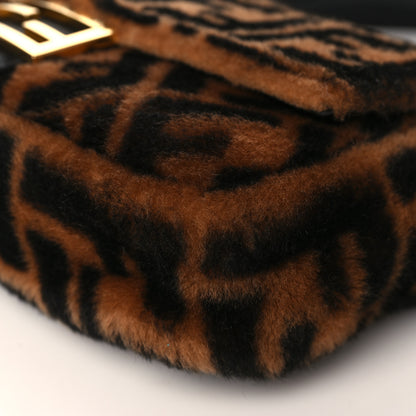 Fendi Shearling Vitello Dolce Macro FF 1974 Baguette Tobacco Black 9 of 9