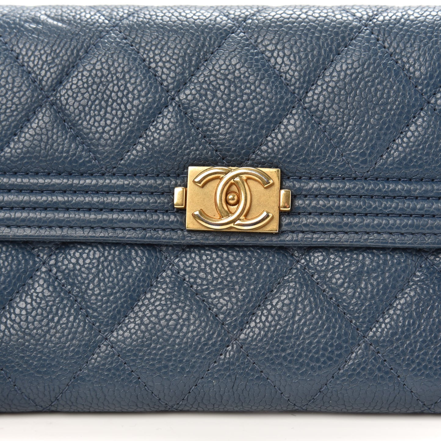 Caviar Quilted Boy Flap Wallet Blue