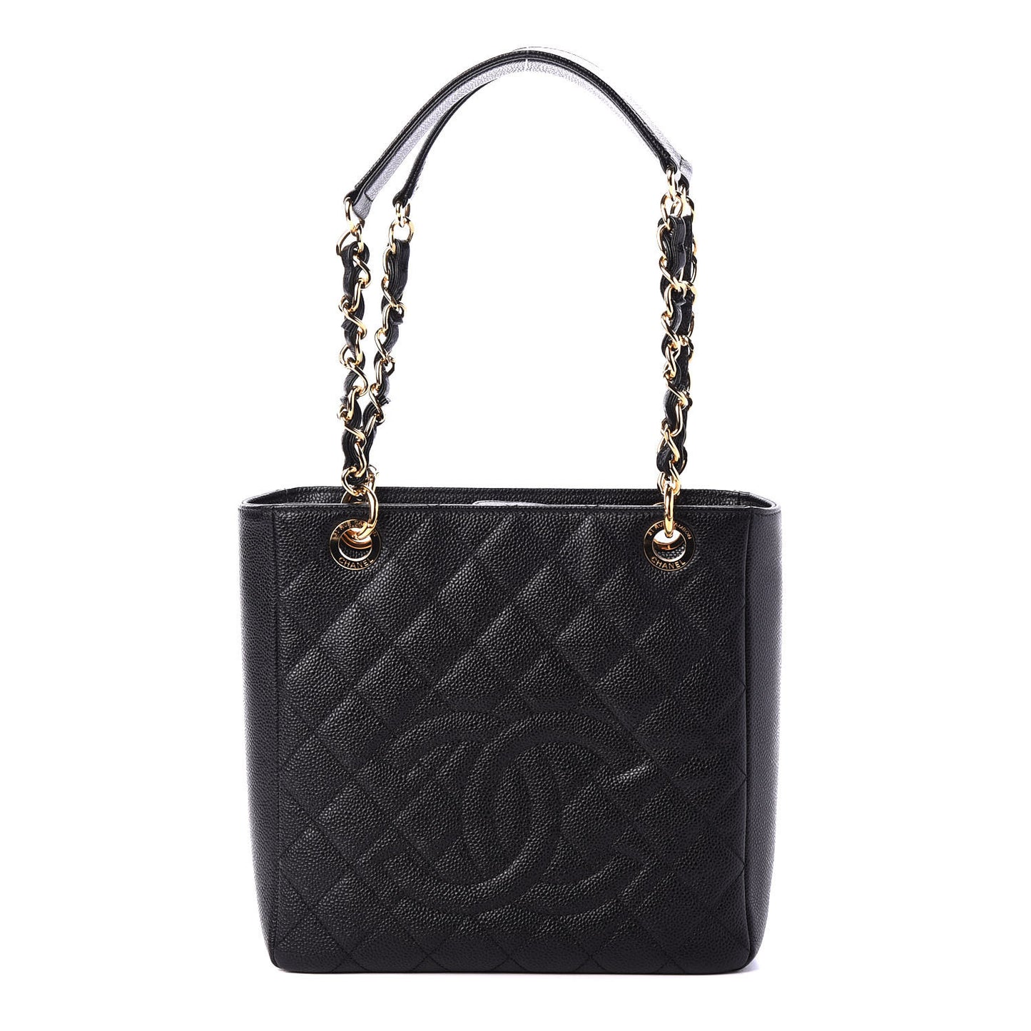 Caviar Quilted Petit Shopping Tote PST Black