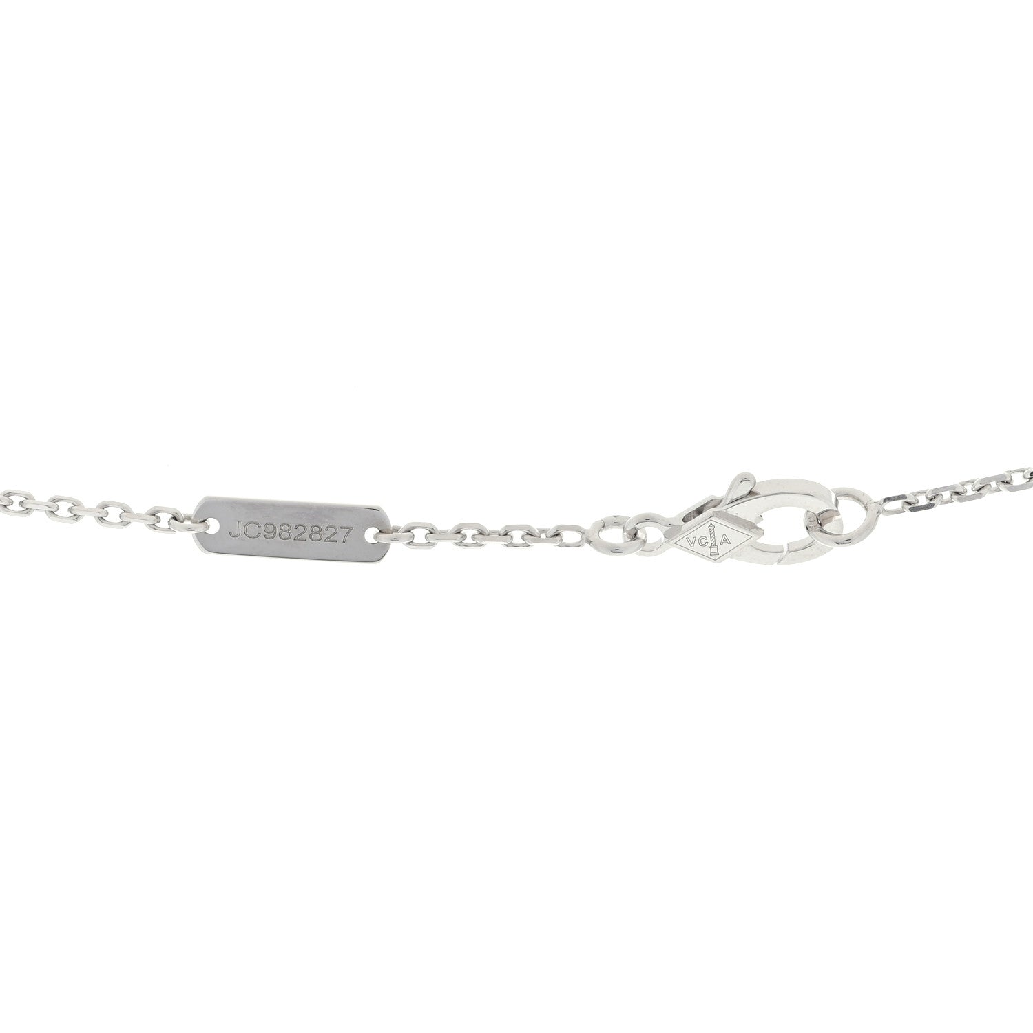 Van Cleef & Arpels 18K White Gold Diamond Celadon Green Sevres Porcelain Vintage Alhambra Pendant Necklace 3 of 3